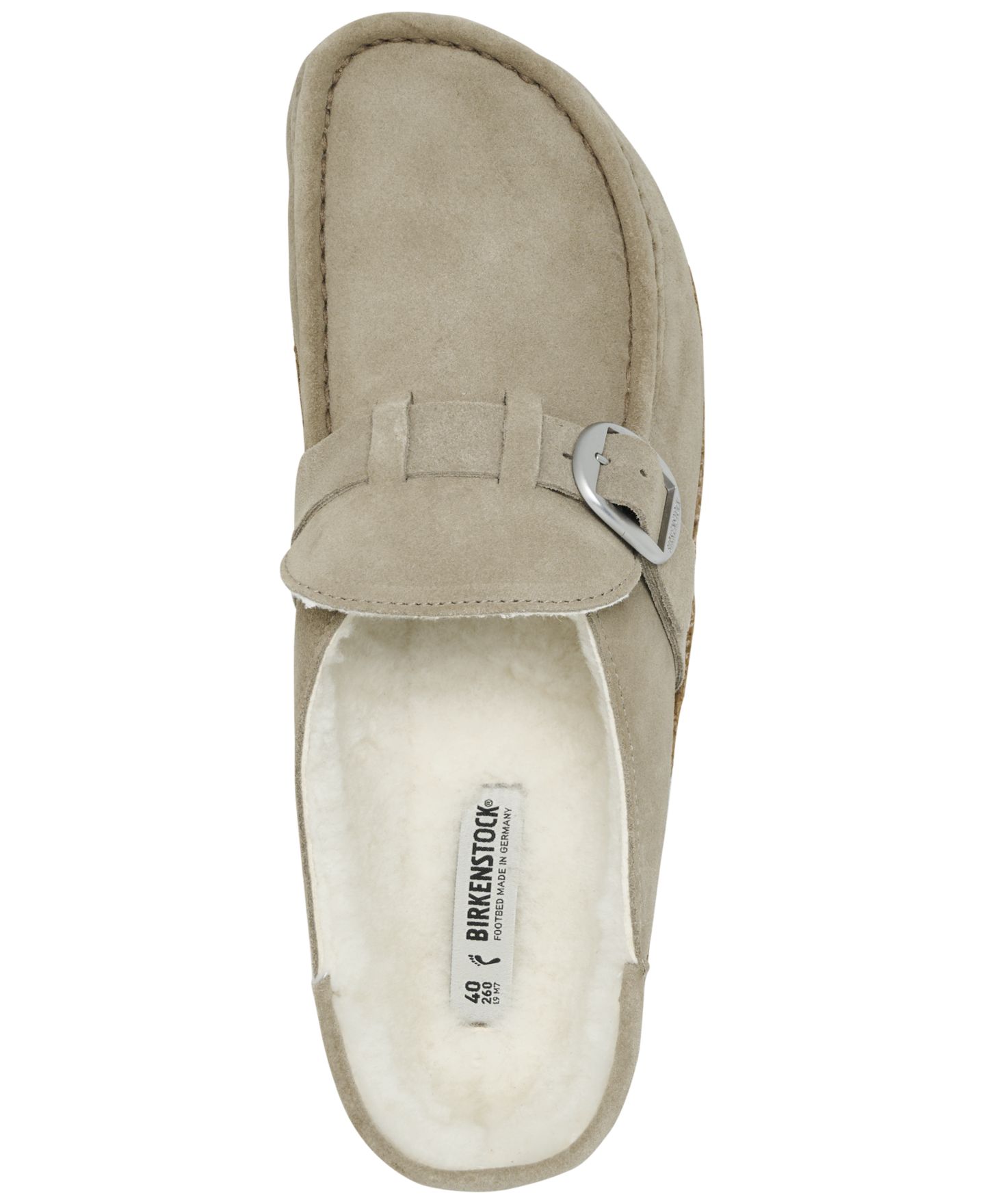 Женские сабо Birkenstock Buckley Shearling Suede Leather, цвет: Тёмный чайный — фото 10