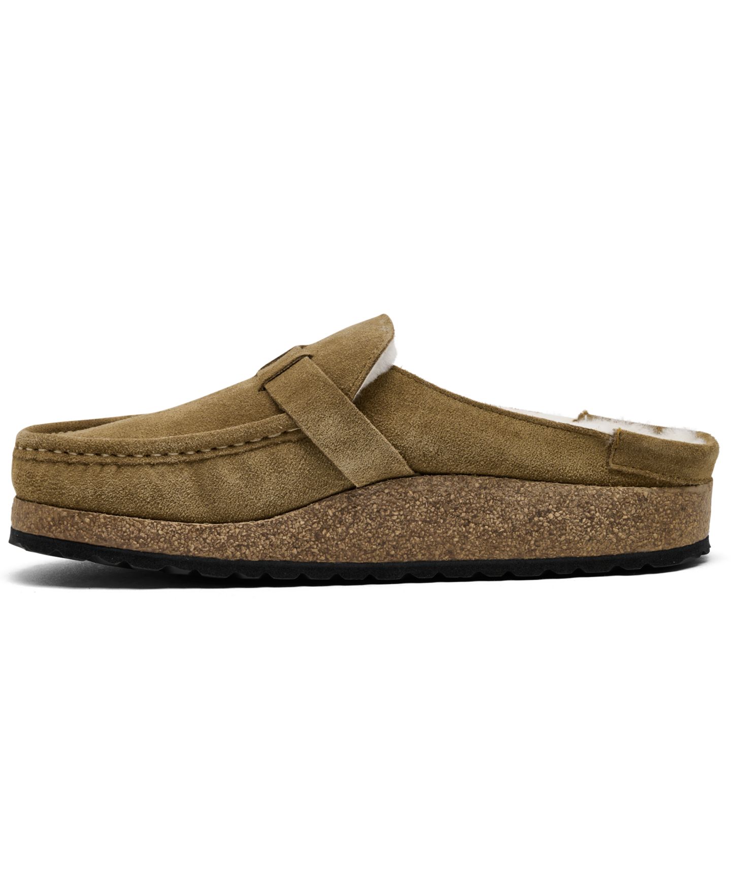 Женские сабо Birkenstock Buckley Shearling Suede Leather, цвет: Тёмный чайный — фото 3