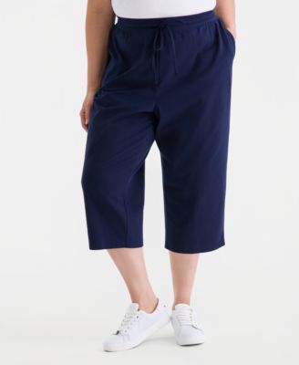 Plus Size Knit Pull-On Capri Pants, Exclusively at Macy's