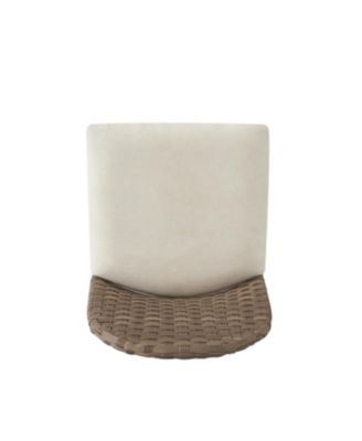 Farmhouse Upholstered Dining Chairs Set of 2, Armless Iron Side Chair with Rattan Back, Brown