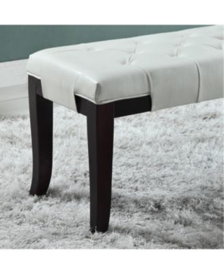 Streamdale Linon Tufted Bench, Faux Leather, White