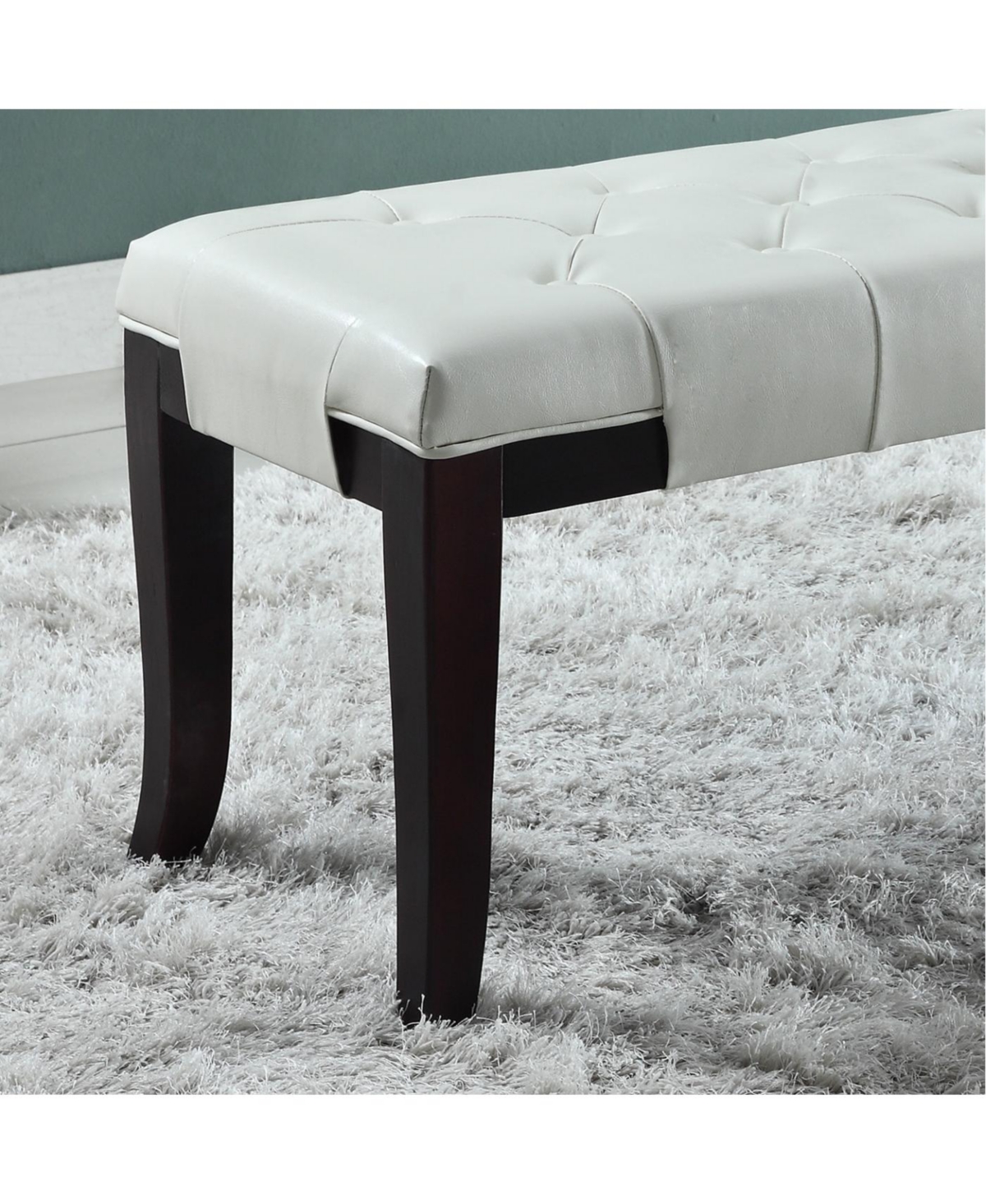 Streamdale Furniture Streamdale Linon Tufted Bench, Faux Leather, White