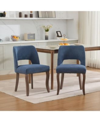 Streamdale Wooden Dining Chairs Set of 2, Modern Fabric Upholstered Kitchen Chairs, Blue