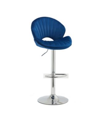 Streamdale Bar Stools Set of 2 - Adjustable Counter Height Bar Chairs with Back and Footrest - NAVY