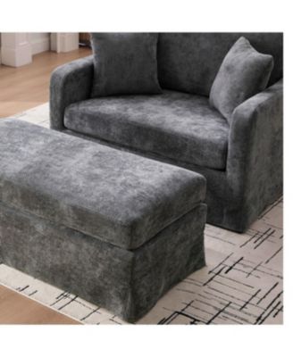 Streamdale Modern Farmhouse Performance Chair with Ottoman, Charcoal