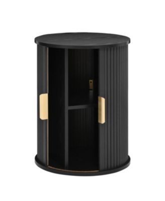 Streamdale Mid-Century Coffee Table Set with Sliding Tambour Door, Black