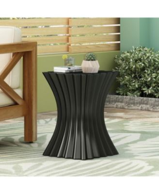 Streamdale Outdoor Side Table, Wave Design End Table, Black