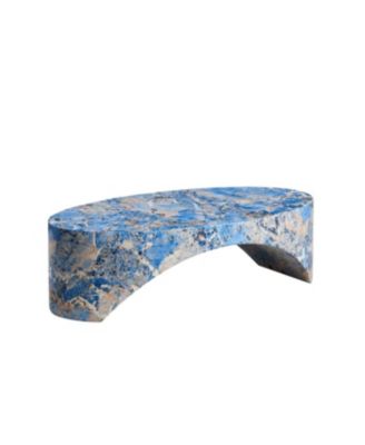 Streamdale The oval natural marble coffee table side table in the living room, blue