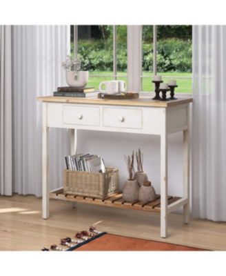 Streamdale Vintage Two-Drawer Console Table with Open Shelf