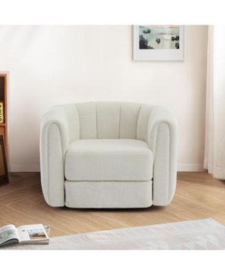 Swivel Accent Barrel Chair, Modern Upholstered Armchair for Living Room