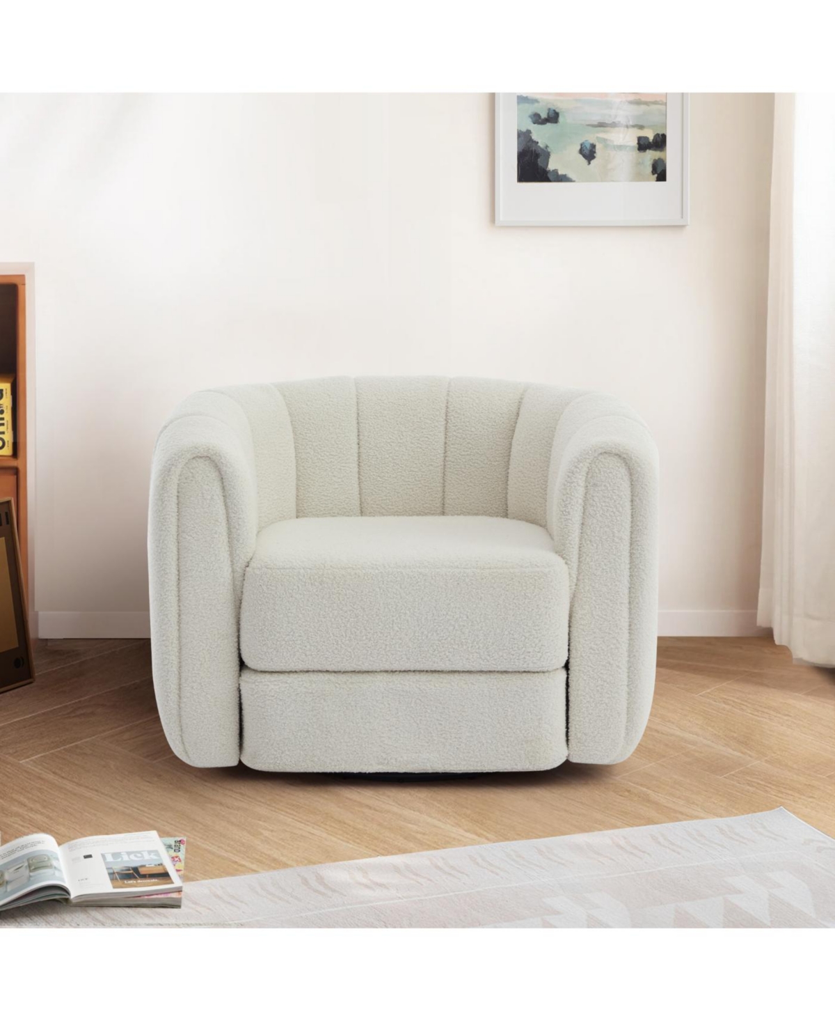 Streamdale Furniture Swivel Accent Barrel Chair, Modern Upholstered Armchair for Living Room