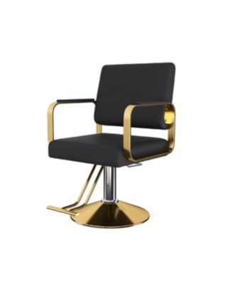 Hydraulic Salon Chair - 360 Swivel Barber Stylist Chair (Black+Gold)