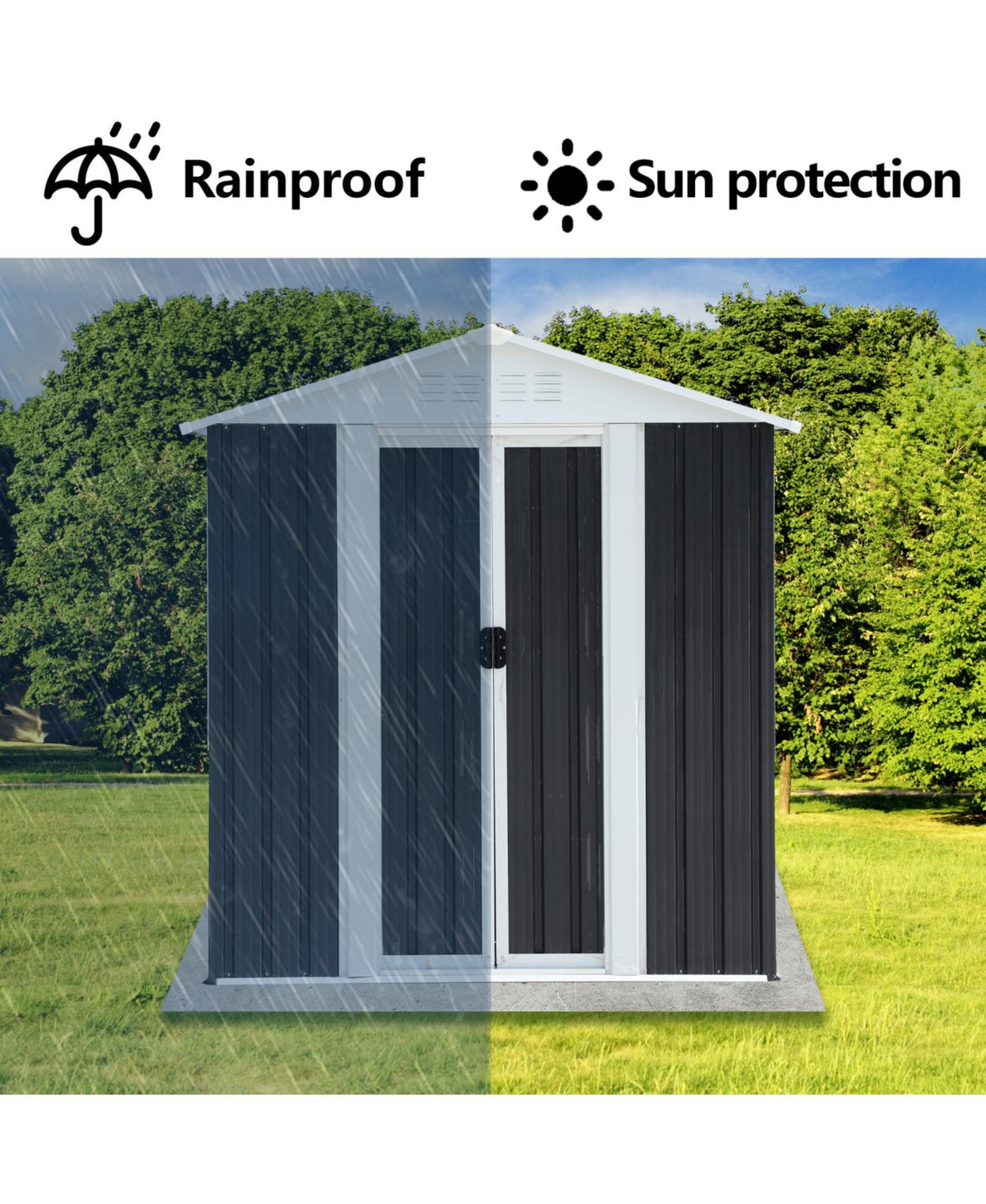 Streamdale Furniture 5x3 ft Grey Sliding Door Garden Shed for Outdoors Storage Apex Roof Design