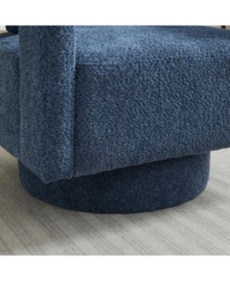 Navy Swivel Chair, Modern Rotating Arm Chair with Open Back