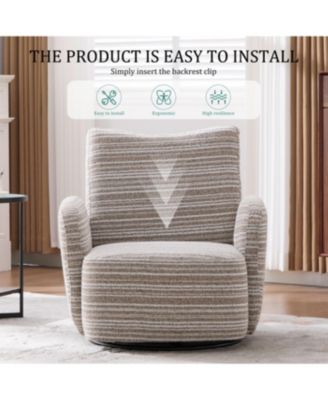 Streamdale Modern 360 Swivel Leisure Chair with Striped Armrest