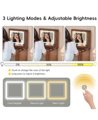 Streamdale Vanity Desk with Mirror, Lights, Flip-Top, 7 Drawers, 9 Compartments, 3 Shelves, Walnut