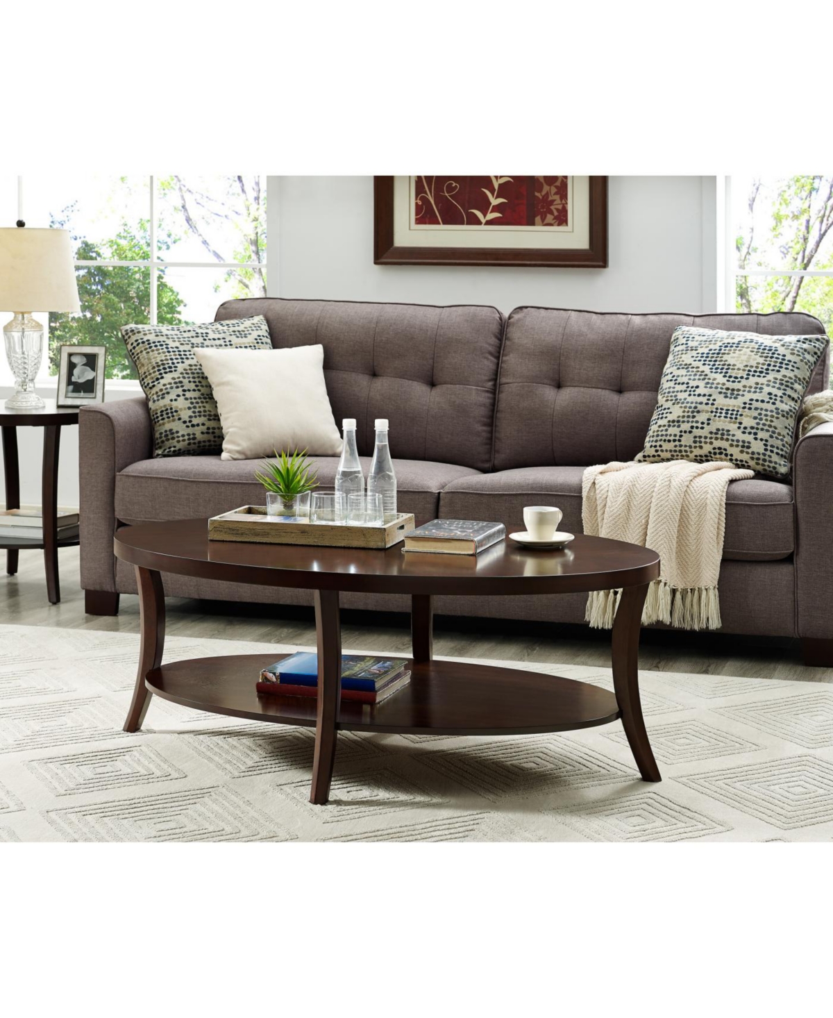 Streamdale Perth 3-Piece Espresso Oval Coffee Table with End Tables Set