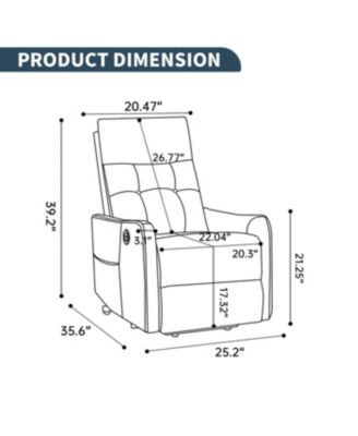 Blue Chenille Power Lift Recliner Chair with Massage, Heat & USB Charging