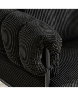 Modern Teddy Fleece Chair with Gold Legs, Black