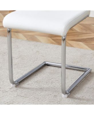 Streamdale Luxury Modern 63" Dining Table Set w/ 6 Chairs, White Glass Top & Steel Base