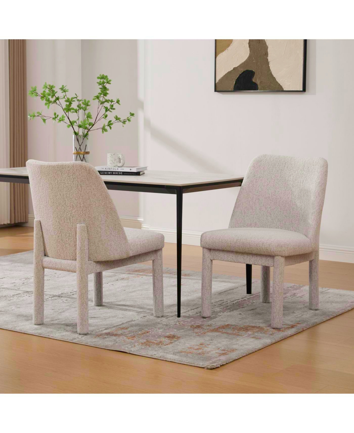 Streamdale Furniture Modern Minimalist Chenille Dining Chair Set (Set of 2) - Beige