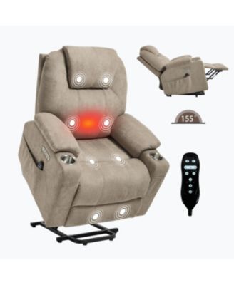 Streamdale Power Lift Recliner Chair, 350 LBS Capacity, 8-Point Massage, Heating, USB/Type-C, Khaki