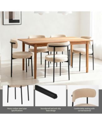 Streamdale Medieval modern dining chair set, 4 pcs, round seat, black metal legs, beige