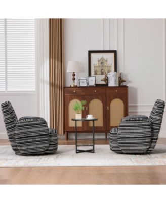 Streamdale Modern Style Swivel Leisure Chair with Striped Armrest