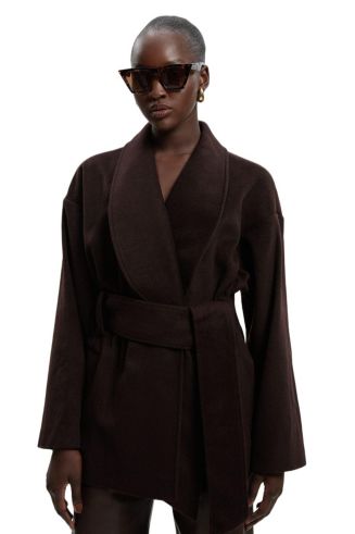 Karen Millen Women's Brushed Wool Wrap Short Coat - Macy's