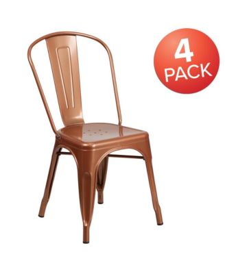 Commercial Grade 4 Pack Metal Indoor-Outdoor Stackable Chair
