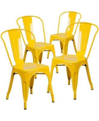 Commercial Grade 4 Pack Metal Indoor-Outdoor Stackable Chair