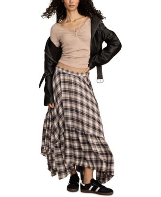 Women's Lace Trim Henley Top