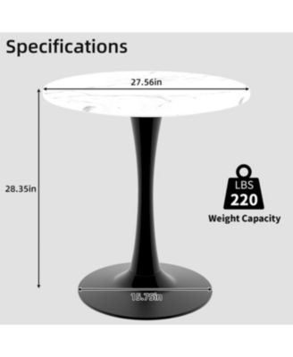 Streamdale 27.6" Black Mid-Century Modern Dining Table with White Marble Top