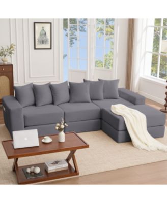 10-in-1 Convertible Sofa Sectional, Corduroy L-Shaped Modular Couch