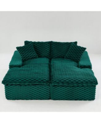 Green Turtle Velvet Double Chaise Lounge Sofa