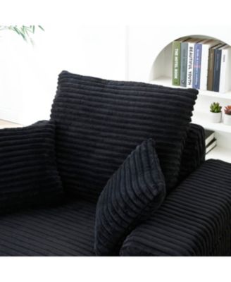 Streamdale Oversized Accent Chair with Ottoman, Single Sofa Chair, Modern Comfy Armchair, BLACK