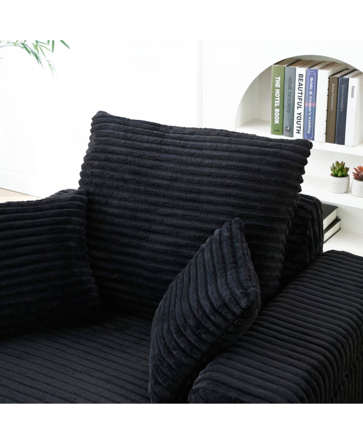 Streamdale Furniture Streamdale Oversized Accent Chair with Ottoman, Single Sofa Chair, Modern Comfy Armchair, Black