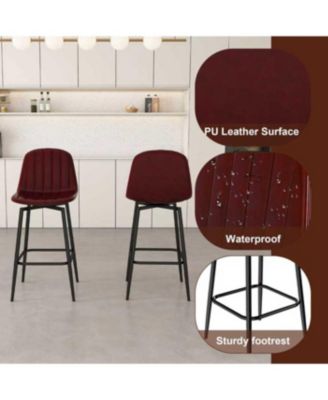 Modern Kitchen Island Set with 2 Bar Stools - White Marble Look, LED Lighting & Grill Design