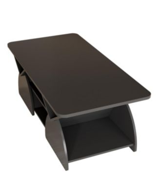 Streamdale Engineered Wood Rounded Corner Rectangular Coffee Table with Open Shelves - BLACK