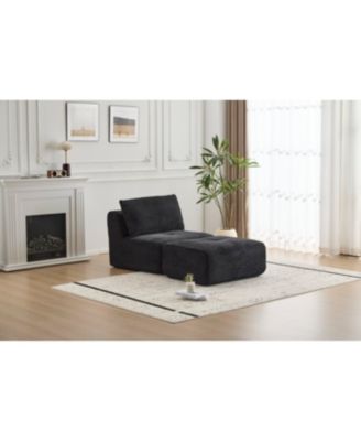 Streamdale Modern Memory Foam Single Chaise Longue Sofa, Pet-Friendly Corduroy, Black