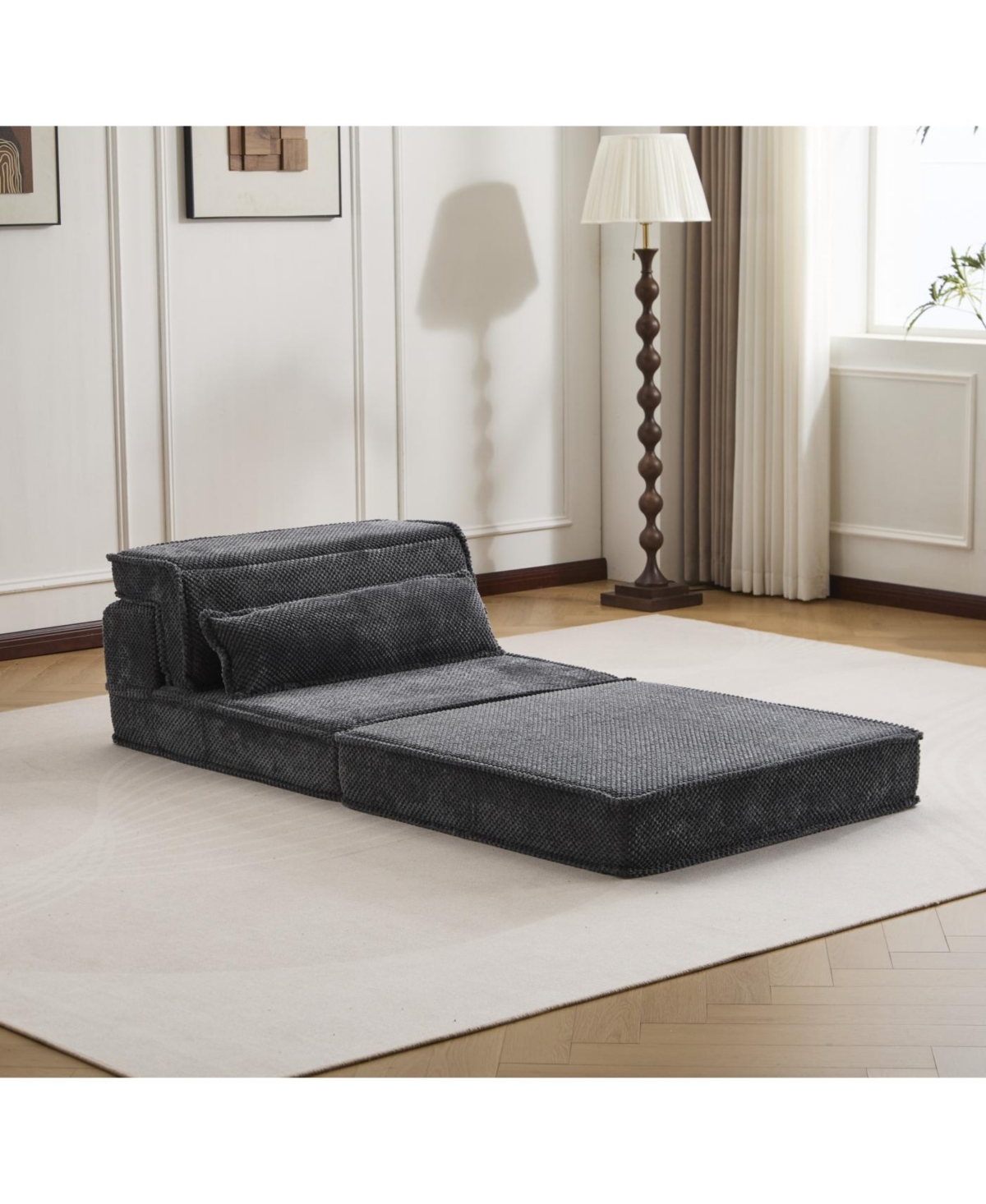 Streamdale Furniture Streamdale Compression Sofa, Convertible Floor Sofa Bed, Modular Sectional Sofa, Dark Grey