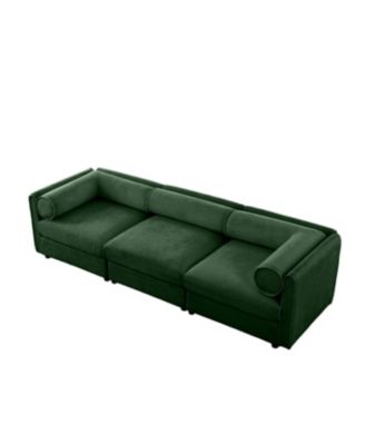 Streamdale Elegant Green Chenille Sofa with Storage Seat, Contemporary 3-Seater Fabric Couch
