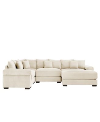 Streamdale Oversized Cloud Modular Sectional Couch with Ottoman, Cream