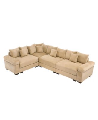 Streamdale Oversized Cloud Modular Sectional Couch with 12 Pillows, Camel