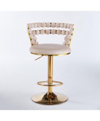 Modern Gold Bar Table Set with 2 Adjustable Stools