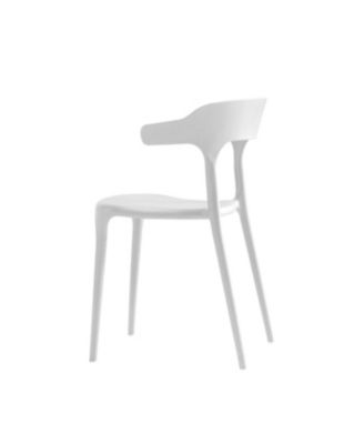Stackable White Plastic Dining Chairs - Set of 4