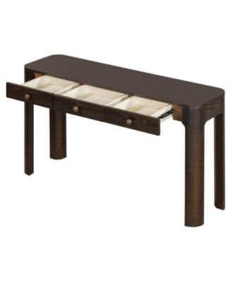 Streamdale Rustic Console Table with Curved Corners, 3 Drawers