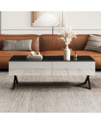 Streamdale Rectangular Black High Gloss Coffee Table with Storage - 47.3