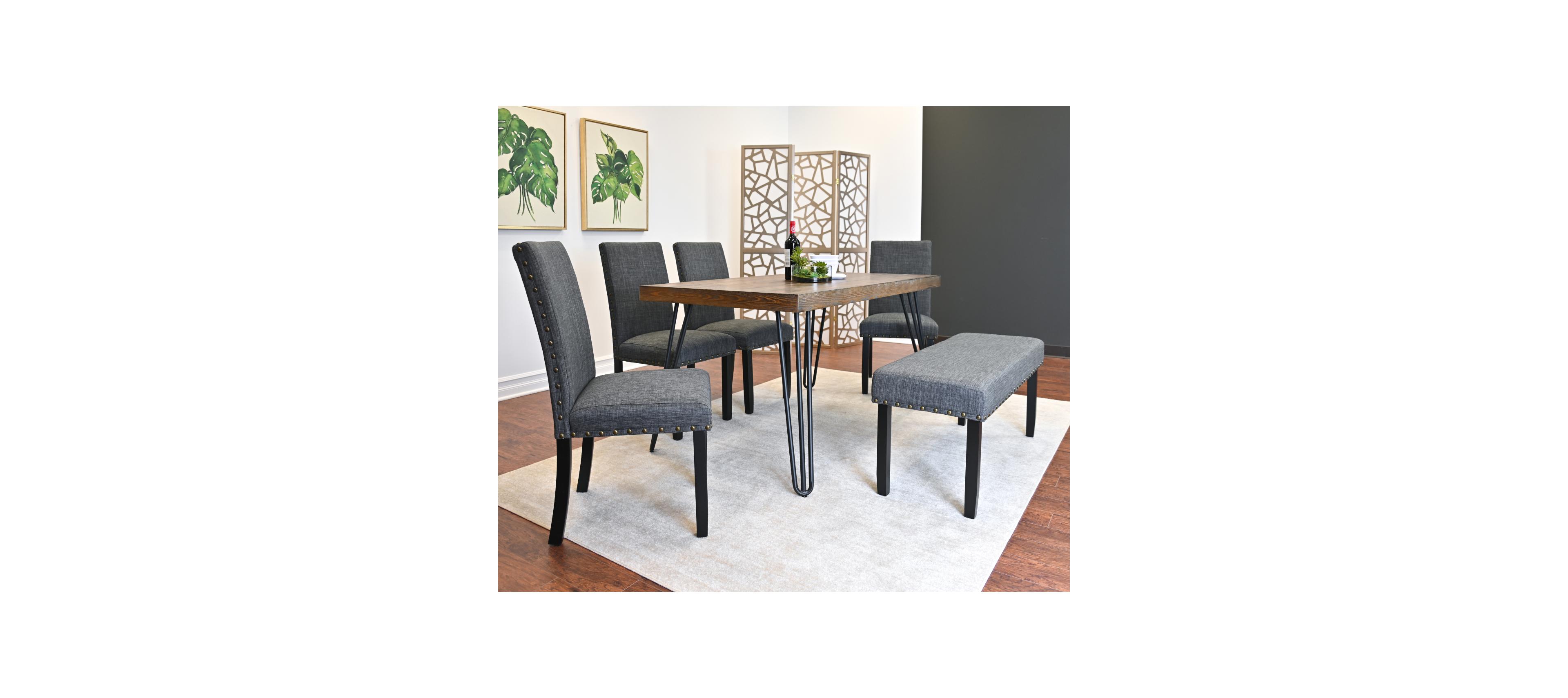 Streamdale Furniture 6-Piece Dining Set with Upholstery Bench, 3 Colors