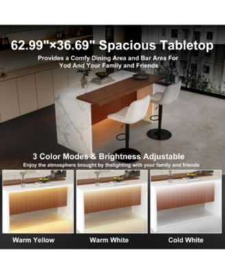 Black Marble Kitchen Island with LED Lighting & Grille Details